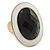 Oval, White Enamel With Black Glass Stone Flex Ring In Gold Plating - 35mm Across - Size 7/8 - view 7