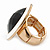 Oval, White Enamel With Black Glass Stone Flex Ring In Gold Plating - 35mm Across - Size 7/8 - view 8