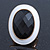 Oval, White Enamel With Black Glass Stone Flex Ring In Gold Plating - 35mm Across - Size 7/8 - view 5