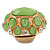 Statement Lime Green Glass Bead Dome Shaped Cocktail Flex Ring In Brushed Gold - 40mm Across - Size 7/8 - view 8