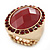 Oval, Red Faceted Glass Stone Flex Ring In Gold Plating - 35mm Across - Size 7/8 - view 5