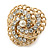 Clear Austrian Crystal Trinity Flex Ring In Gold Tone - 35mm Across - Size7/8