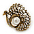 Large Vintage Diamante 'Peacock' Ring In Antique Gold Metal - 4.5cm Diameter - view 10