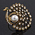 Large Vintage Diamante 'Peacock' Ring In Antique Gold Metal - 4.5cm Diameter - view 7