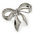 Rhodium Plated Diamante 'Bow' Ring - Adjustable (Size 7/9) - view 2