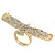 Gold Plated Sculptured Swarovski Crystal 'Eagle' Statement Ring - Adjustable - (Size 7/8) - 5.5cm Length - view 7
