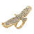 Gold Plated Sculptured Swarovski Crystal 'Eagle' Statement Ring - Adjustable - (Size 7/8) - 5.5cm Length - view 4