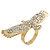 Gold Plated Sculptured Swarovski Crystal 'Eagle' Statement Ring - Adjustable - (Size 7/8) - 5.5cm Length - view 8