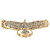 Gold Plated Sculptured Swarovski Crystal 'Eagle' Statement Ring - Adjustable - (Size 7/8) - 5.5cm Length - view 9