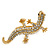 Gold Plated Sculptured Crystal 'Gecko' Statement Ring - Adjustable - Size 7/8 - 4.5cm Length - view 8