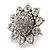 Rhodium Plated Diamante Sunflower Cocktail Ring - Size 7/8 Adjustable - view 10