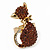 Gold Plated Amber Coloured Swarovski Crystal 'Kittie' Ring - 35mm Length - Adjustable - Size 7/8 - view 6