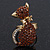 Gold Plated Amber Coloured Swarovski Crystal 'Kittie' Ring - 35mm Length - Adjustable - Size 7/8 - view 4