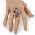 Rhodium Plated Violet Swarovski Crystal 'Kittie' Ring - 35mm Length - Adjustable - Size 7/8 - view 2