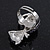 Rhodium Plated Violet Swarovski Crystal 'Kittie' Ring - 35mm Length - Adjustable - Size 7/8 - view 6
