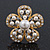 Caviar Simulated Pearl and Swarovski Crystal Floral Cocktail Ring in Gold Plating - 30mm Size 7/8 Adjustable - view 5