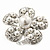 Caviar Simulated Pearl and Swarovski Crystal Floral Rhodium Plated Cocktail Ring - 30mm Size 7/8 Adjustable - view 2
