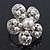 Caviar Simulated Pearl and Swarovski Crystal Floral Rhodium Plated Cocktail Ring - 30mm Size 7/8 Adjustable - view 9