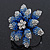 Large Dimensional Clear/ Blue Swarovski Crystal Narcissus Cocktail Ring In Rhodium Plating  - 40mm Diameter - Size 7/8 (Adjustable) - view 11