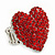 Rhodium Plated Swarovski Crystal Paved 'Be Mine' Heart Shaped Cocktail Stretch Ring - 3cm Length - Adjustable Size 7/8 - view 8