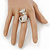 Rhodium Plated Clear Swarovski Crystal 'Kittie' Ring - 35mm Length - Adjustable - Size 7/8 - view 2