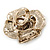 Oversized Embellished Rose Cocktail Ring In Burnt Gold Metal - Size 7/8 - Adjustable - view 3