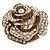 Oversized Embellished Rose Cocktail Ring In Burnt Gold Metal - Size 7/8 - Adjustable - view 5