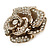 Oversized Embellished Rose Cocktail Ring In Burnt Gold Metal - Size 7/8 - Adjustable - view 8