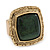 Forest Green Resin Stone Square Flex Ring In Gold Plating - 32mm Width - Size 7/9 - view 2