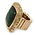 Forest Green Resin Stone Square Flex Ring In Gold Plating - 32mm Width - Size 7/9 - view 6