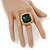 Forest Green Resin Stone Square Flex Ring In Gold Plating - 32mm Width - Size 7/9 - view 4