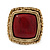 Burgundy Red Resin Stone Square Flex Ring In Gold Plating - 32mm Width - Size 7/9 - view 4