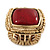 Burgundy Red Resin Stone Square Flex Ring In Gold Plating - 32mm Width - Size 7/9 - view 8