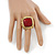 Burgundy Red Resin Stone Square Flex Ring In Gold Plating - 32mm Width - Size 7/9 - view 3