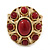 Vintage Ruby Red Coloured Glass Stone Oval Flex Ring In Burn Gold Finish - 25mm Length - Size 8/9 - view 2