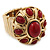 Vintage Ruby Red Coloured Glass Stone Oval Flex Ring In Burn Gold Finish - 25mm Length - Size 8/9 - view 6