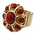 Vintage Ruby Red Coloured Glass Stone Oval Flex Ring In Burn Gold Finish - 25mm Length - Size 8/9 - view 3