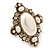 Vintage Inspired Oversized Oval, Crystal, Simulated Pearl Flex Cocktail Ring In Antique Gold Tone - 60mm L - Size 7/8 - view 6
