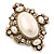 Vintage Inspired Oversized Oval, Crystal, Simulated Pearl Flex Cocktail Ring In Antique Gold Tone - 60mm L - Size 7/8 - view 7