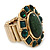 Chunky Oval, Forest Green Glass Bead Flex Ring In Gold Plating - 30mm Across - Size 7/8 - view 7
