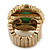 Chunky Oval, Forest Green Glass Bead Flex Ring In Gold Plating - 30mm Across - Size 7/8 - view 8