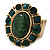 Chunky Oval, Forest Green Glass Bead Flex Ring In Gold Plating - 30mm Across - Size 7/8 - view 4