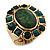 Chunky Oval, Forest Green Glass Bead Flex Ring In Gold Plating - 30mm Across - Size 7/8 - view 2