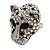 Statement Black/ Clear Swarovski Elements Crystals Tiger Head Ring In Silver Tone - Size 7 to 9 - Adjustable - view 2