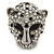 Statement Black/ Clear Swarovski Elements Crystals Tiger Head Ring In Silver Tone - Size 7 to 9 - Adjustable - view 12