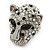 Statement Black/ Clear Swarovski Elements Crystals Tiger Head Ring In Silver Tone - Size 7 to 9 - Adjustable - view 11