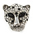 Statement Black/ Clear Swarovski Elements Crystals Tiger Head Ring In Silver Tone - Size 7 to 9 - Adjustable - view 8
