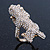 Gold Plated Sculptured Swarovski Crystal 'Cat' Statement Ring - Size 8 - 4cm Length - view 10