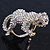 Gold Plated Sculptured Swarovski Crystal 'Cat' Statement Ring - Size 8 - 4cm Length - view 5
