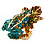 Sculptured Multi-tone Swarovski Crystal 'Frog on a Leaf' Ring - 4cm Length (Size 8) - view 8